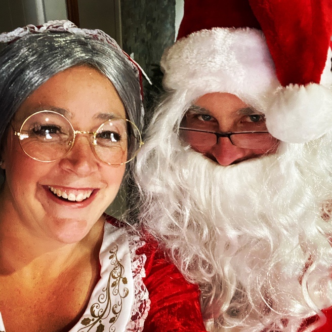 a women with santa